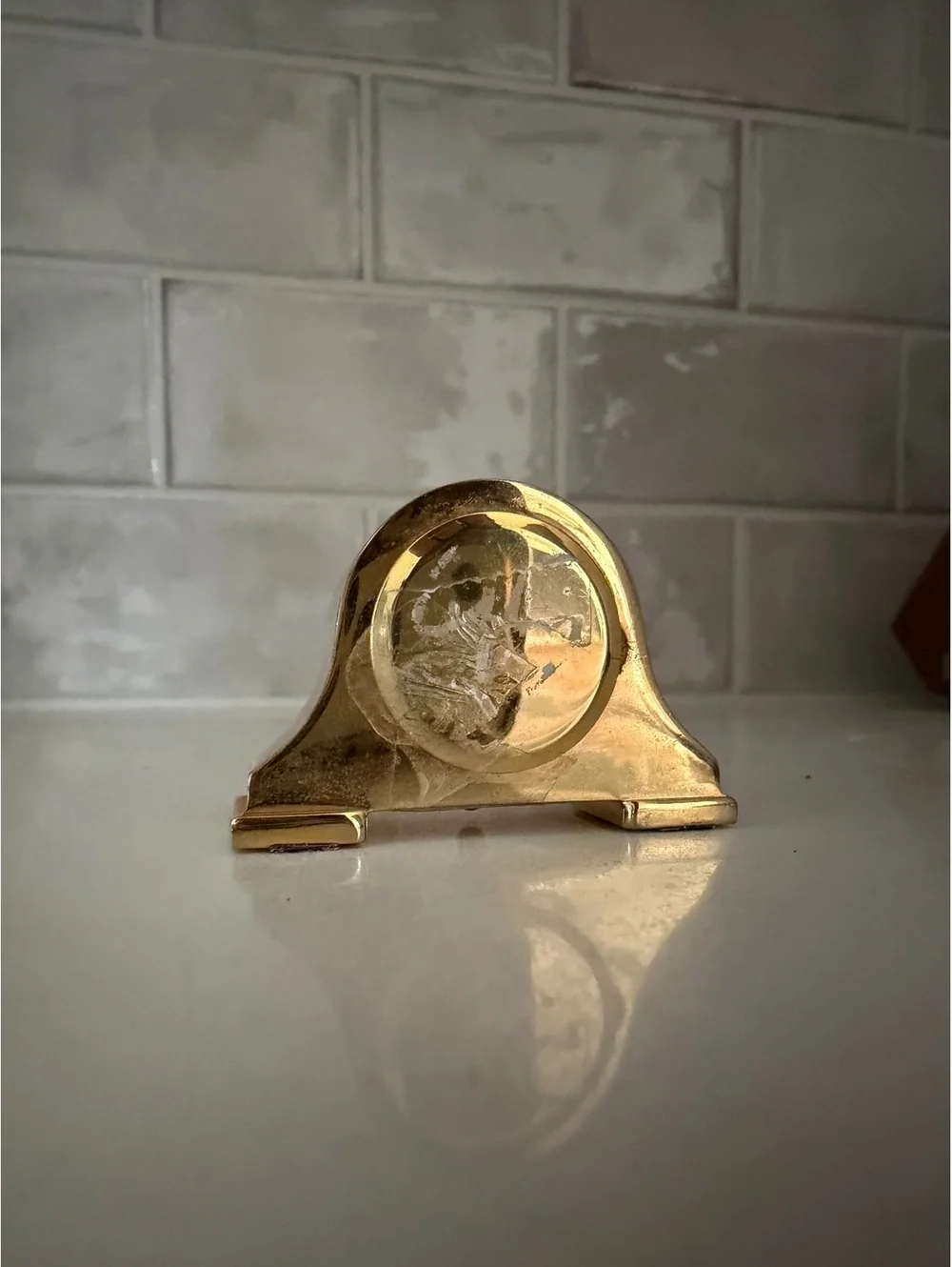 Vintage Gold Brass Miniature Desk Clock